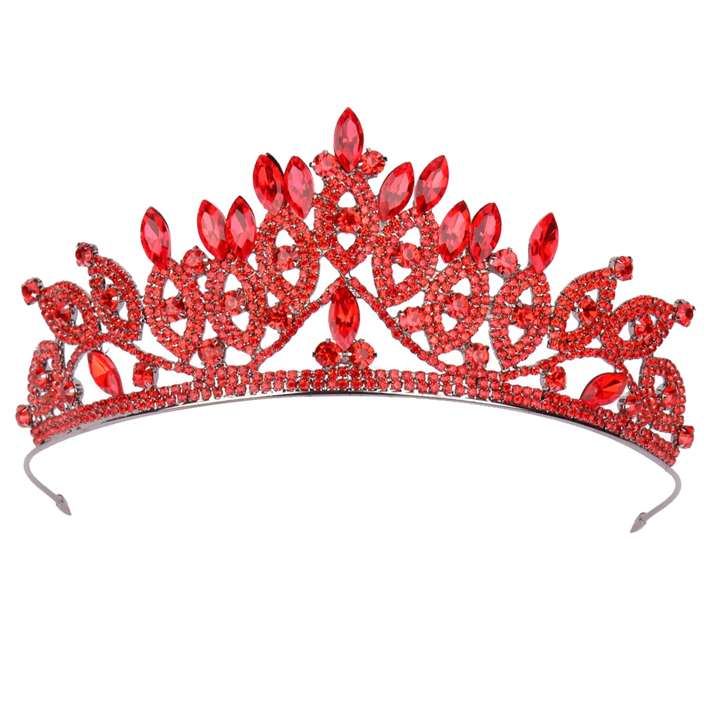 LIMELIA Women's Tiara, Crown for Henna Wedding Party | Glitter Hair Accessories for Bridal Birthday Halloween Costume Christmas Party, Princess Crowns Floral Pattern | Crystal Stone - Red