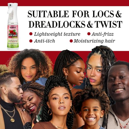 Rose Water Hair Loc Spray - Moisturizing & Refreshing Dreadlock Hydrator | Nourishing Scalp Mist