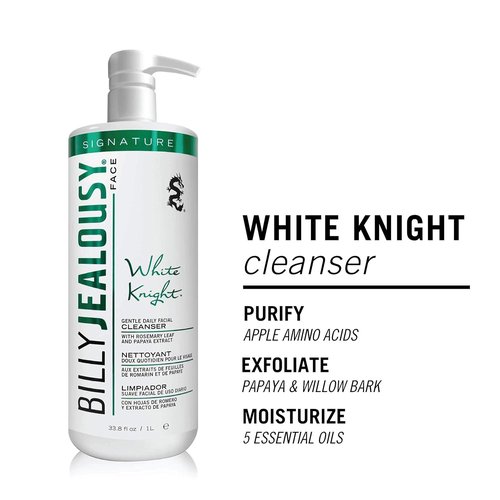 Billy Jealousy White Knight Facial Cleanser - Gentle Daily Wash with Exfoliators for All Skin Types