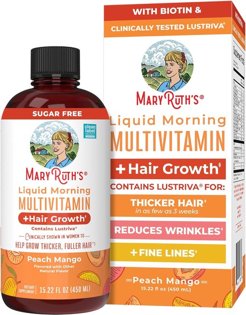 MARYRUTH'S Liquid Multivitamin for Hair Growth - Biotin 10000mcg | Clinically Tested for Thicker Hair & Skin Care | 15.22 Fl Oz