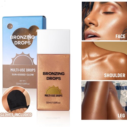 MAEPEOR Bronzing Drops - Sunny Glow Liquid Bronzer for Face & Cheeks | No Transfer, Instant Sun-Kissed Glow (Color 02)