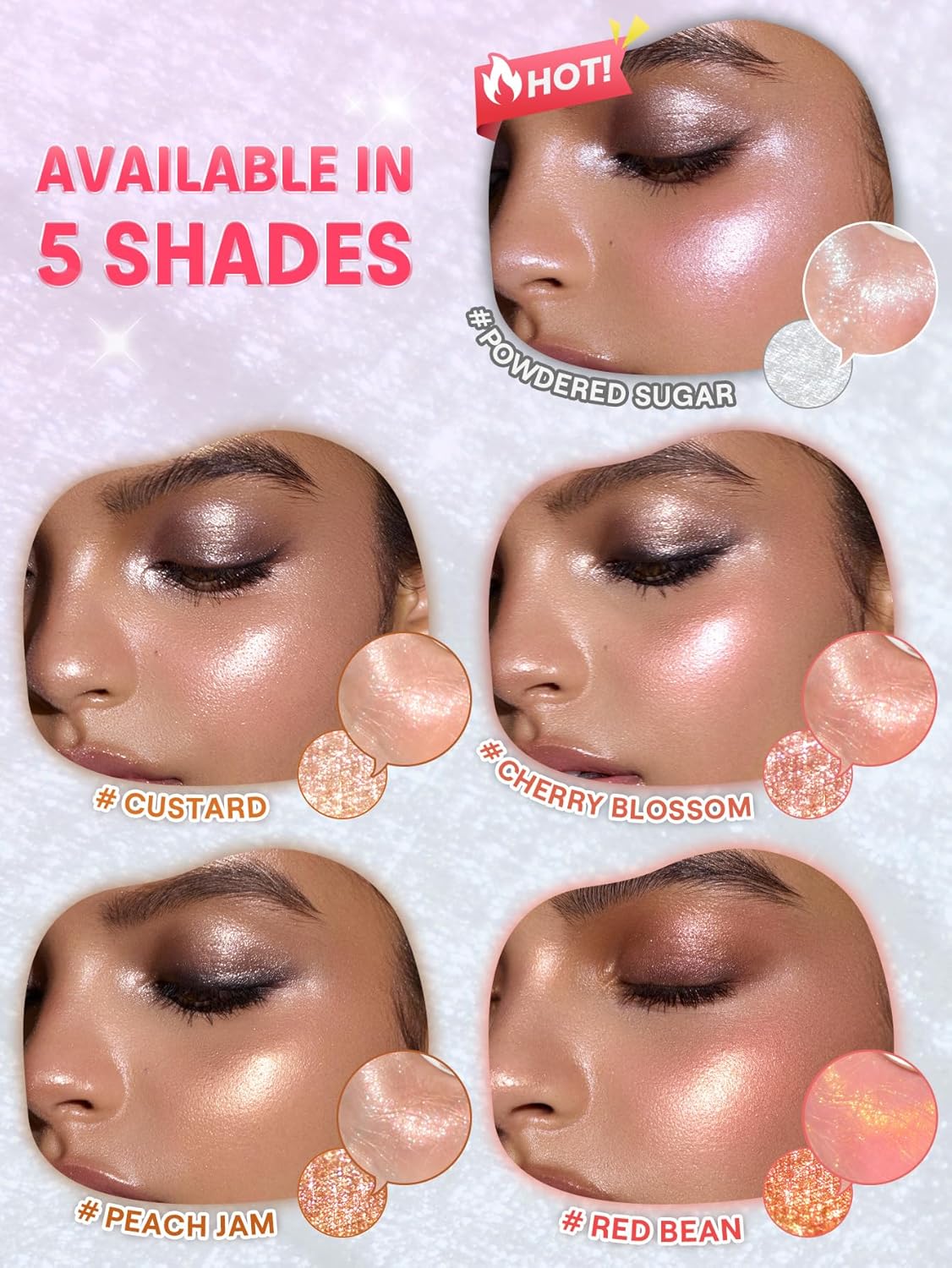 SheGlam Glowchi Bouncy Highlighter - Mochi-Like Formula for Long-Lasting Shimmer | Red Bean