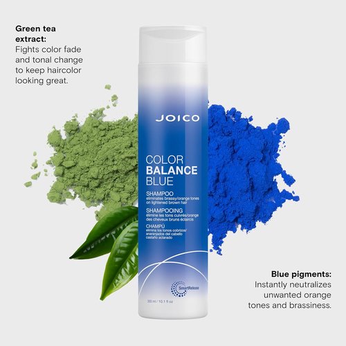 Joico Color Balance Blue Shampoo - Eliminate Brassy Tones & Boost Vibrancy | For Lightened Brown Hair | UV Protection
