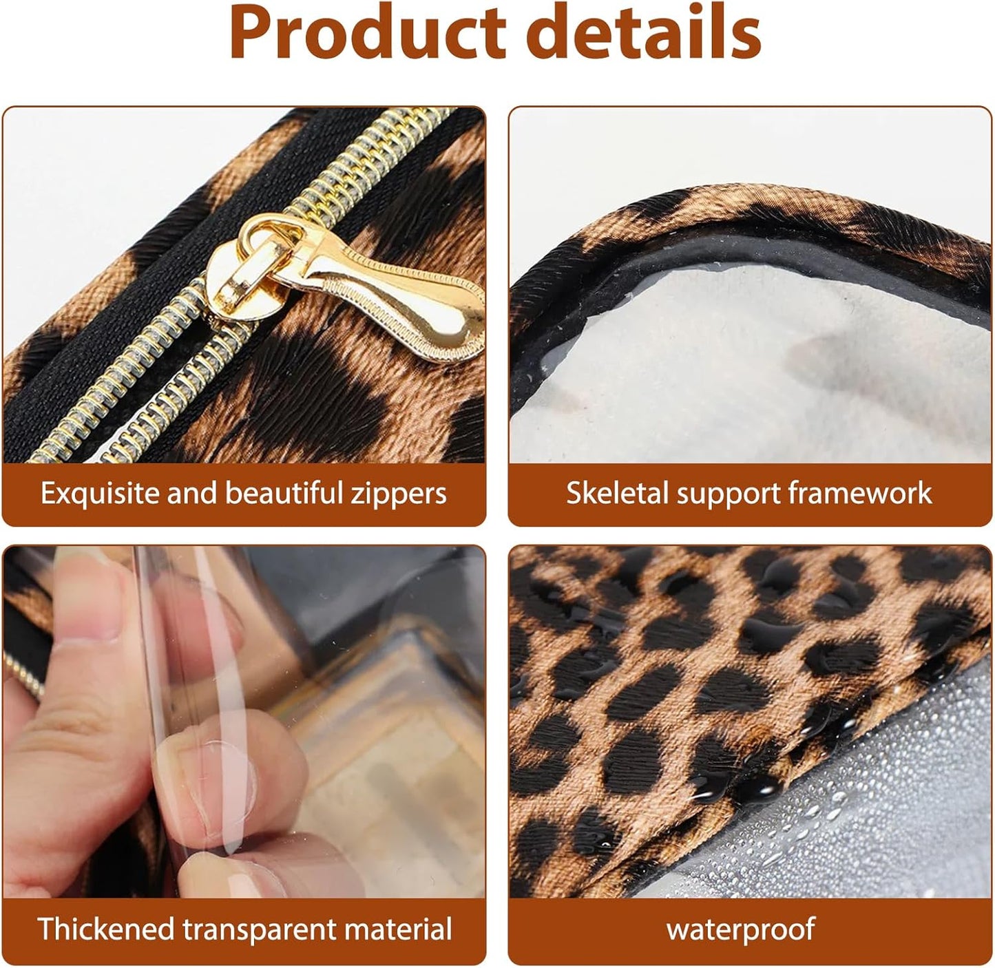 Skiennix Clear Makeup Bags - TSA Approved Travel Toiletry Set | Waterproof 3-Pack (Large, Small & Mini)