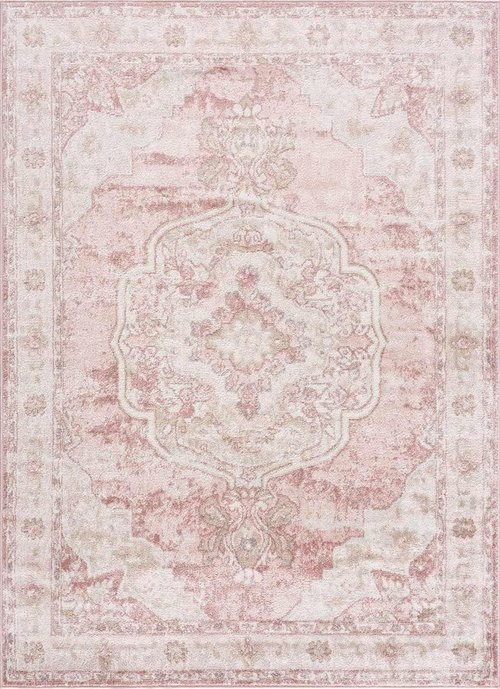 BoutiqueRugs Kandos Bohemian Oriental Medallion Runner Rug - Traditional Floral Design | Blush & Light Pink - 2'7" x 10'