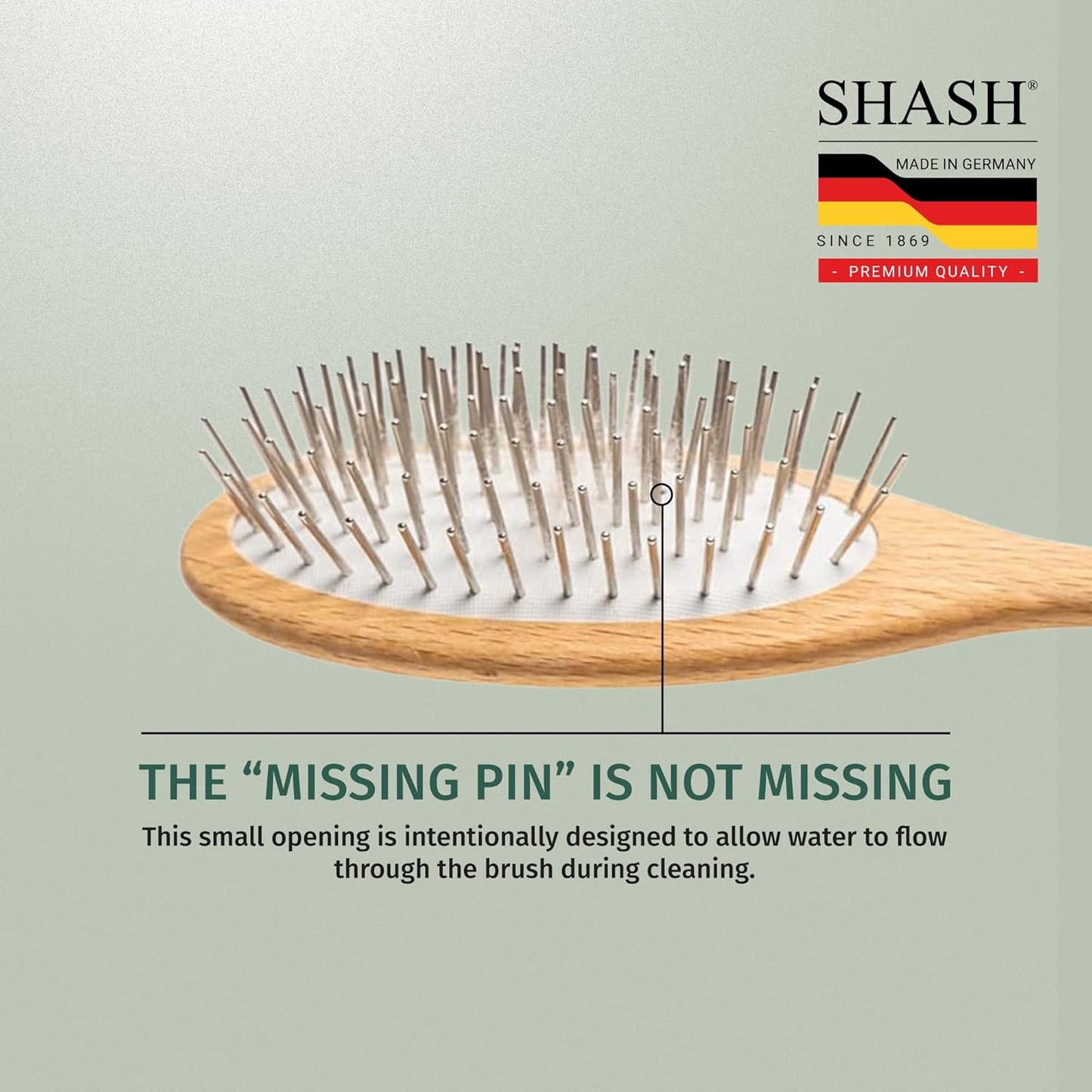 SHASH Oval Pet Brush - Handmade in Germany | Long Metal Pins with Rubber Cushion for Easy Detangling & Frizz Reduction