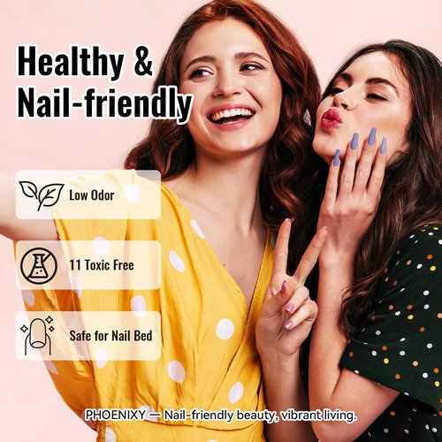 PHOENIXY Gel Nail Polish Kit with U V Light 64 Pcs Gel Nail Set 45 Rainbow Colors Nail Polish Set Base Coat & 4 Effects Top Coat Manicure Tools Complete Nail Kit Gifts for Women Girls