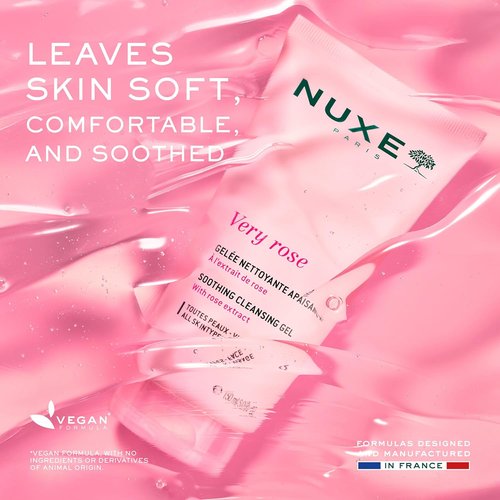 Nuxe Very Rose Cleansing Gel - Soothing Facial Cleanser with Glycerin & Rose Water | 5 Fl Oz