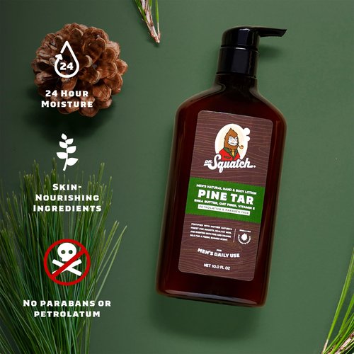 Dr. Squatch Natural Hand and Body Lotion for Men - Made with Shea Butter, Coconut Oil, Vitamin E for 24-Hr Moisturization - Cool Fresh Aloe & Fresh Falls (10 fl oz, 2-Pack)