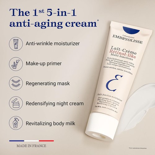 Embryolisse Lait-Crème - Retinol Alternative Anti-Aging Face Moisturizer & Primer | 2.54 Fl Oz for All Skin Types