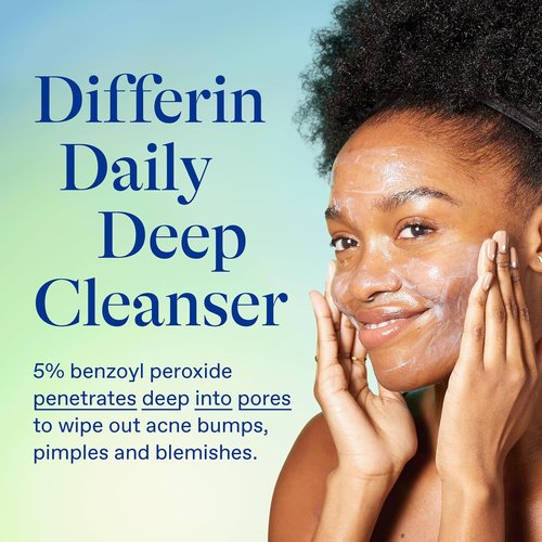 Differin Acne Face Wash - 5% Benzoyl Peroxide Daily Cleanser for Acne-Prone Skin | 4 oz
