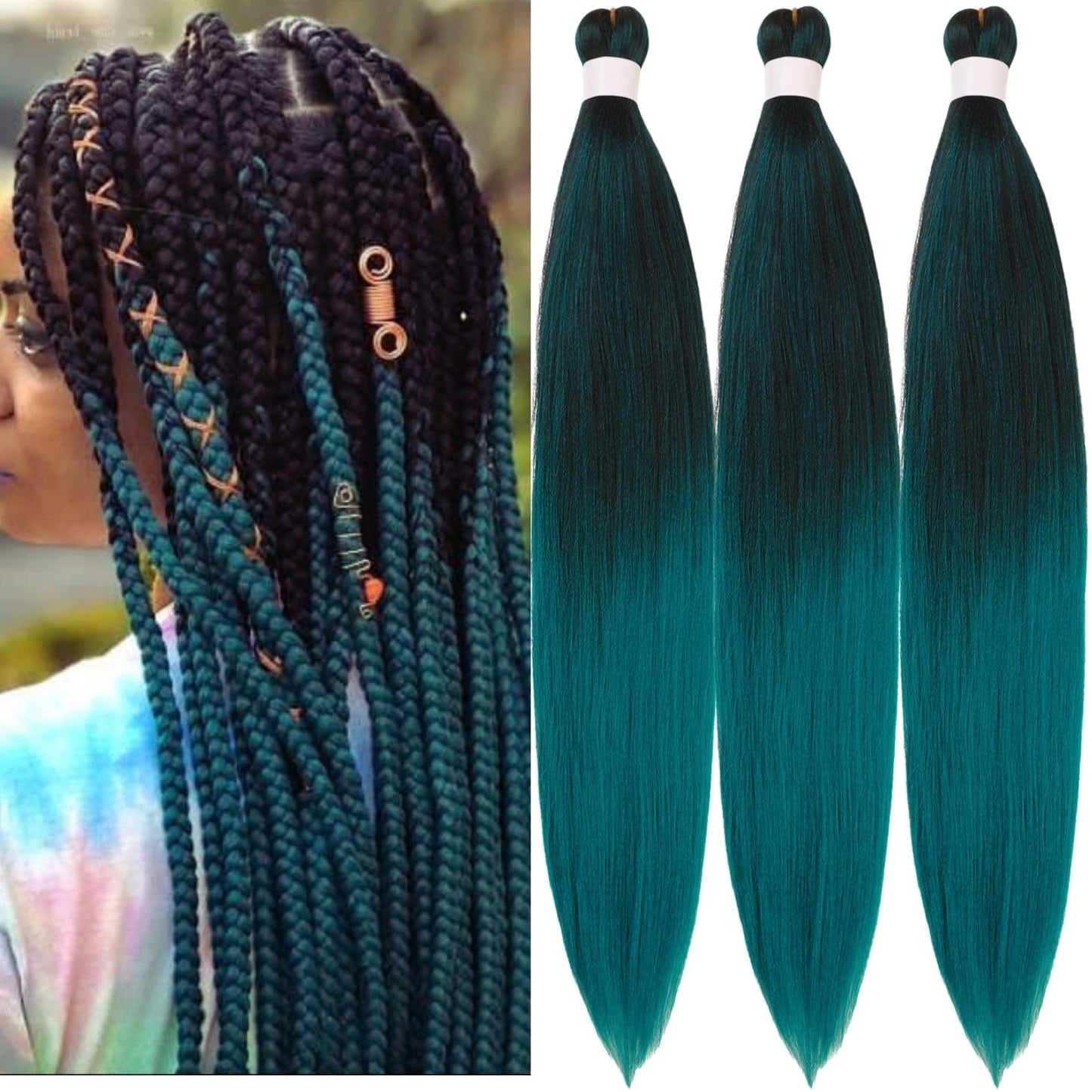 Green Braiding Hair Pre stretched Braids Braiding Hair Extensions