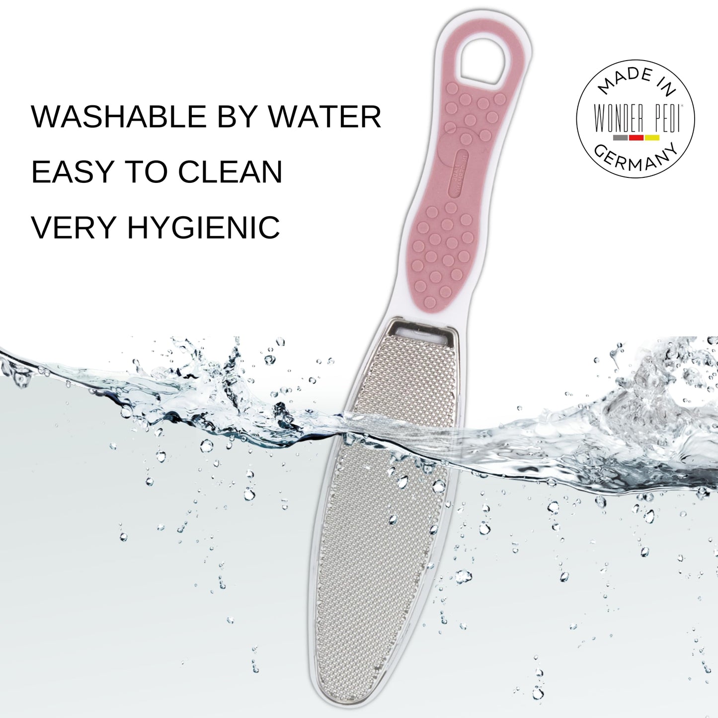 Made in Germany Double-Sided Metal and Emery Foot File - Heel Scraper & Cracked Feet Repair Instant Exfoliating Peel Foot Spray - Dead Skin Remover Cracked Heels Softener. Wonder Pedi