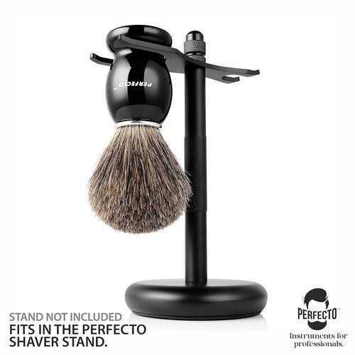 Perfecto 100% Pure Badger Shaving Brush - Black Handle for Ultimate Shaving Experience | Ideal for Safety, Double Edge, and Straight Razors