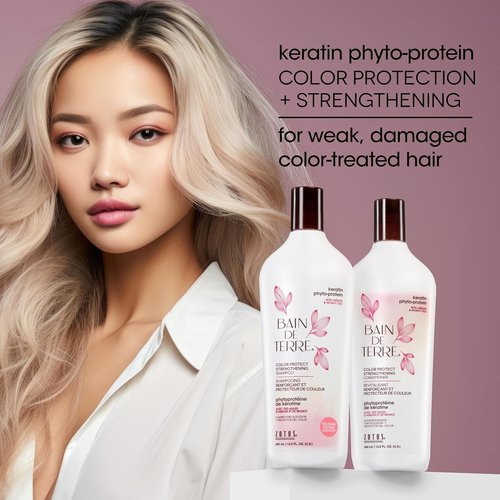 Bain de Terre Keratin Shampoo - Color Protect & Strengthen Weak Hair | Sulfate-Free, Paraben-Free