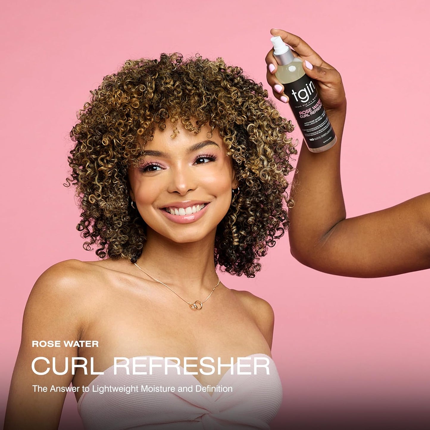tgin Rose Water Curl Refresher - Moisturizing Curl Spray for Curly, Coily & Wavy Hair - 8 Fl Oz