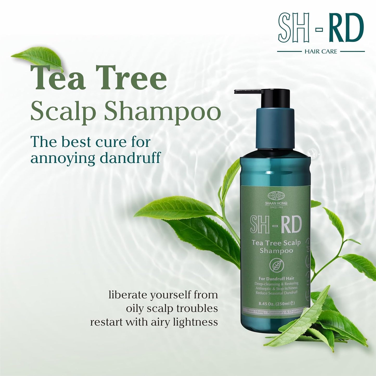 SH-RD Tea Tree Shampoo - Deep Cleansing Dandruff Relief for Dry, Sensitive Scalp | 3.38oz/100ml
