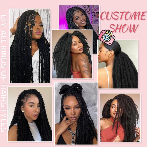 Marley Twist Braiding Hair-24Inch 8packs Cuban Twist Hair Soft Marley Hair for Black Women(1B, 24 Inch (Pack of 8))