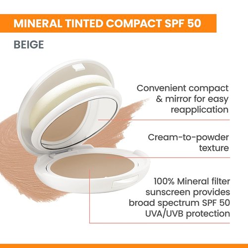 Avène High Protection Tinted Compact - Mineral Sunscreen with SPF 50+ | Water Resistant & Fragrance-Free