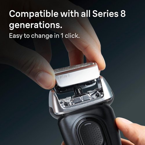 Braun Series 8 83M Electric Shaver Head Replacement Cassette - Silver Finish for Precision Shaving