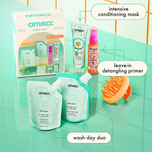 Amika Rescue Team Hair Routine Trial Set - Nourishing Hair Care Essentials for All Hair Types