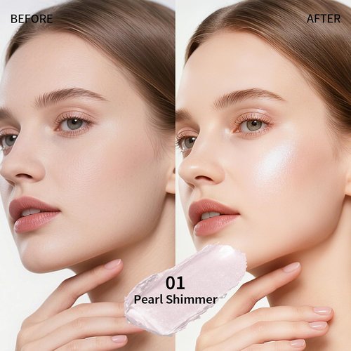 Regine Switzerland Highlighter Stick - Sheer Glow Cream for Radiant Skin | Blendable, Long-Lasting, All Skin Tones (01 Pearl Shimmer)