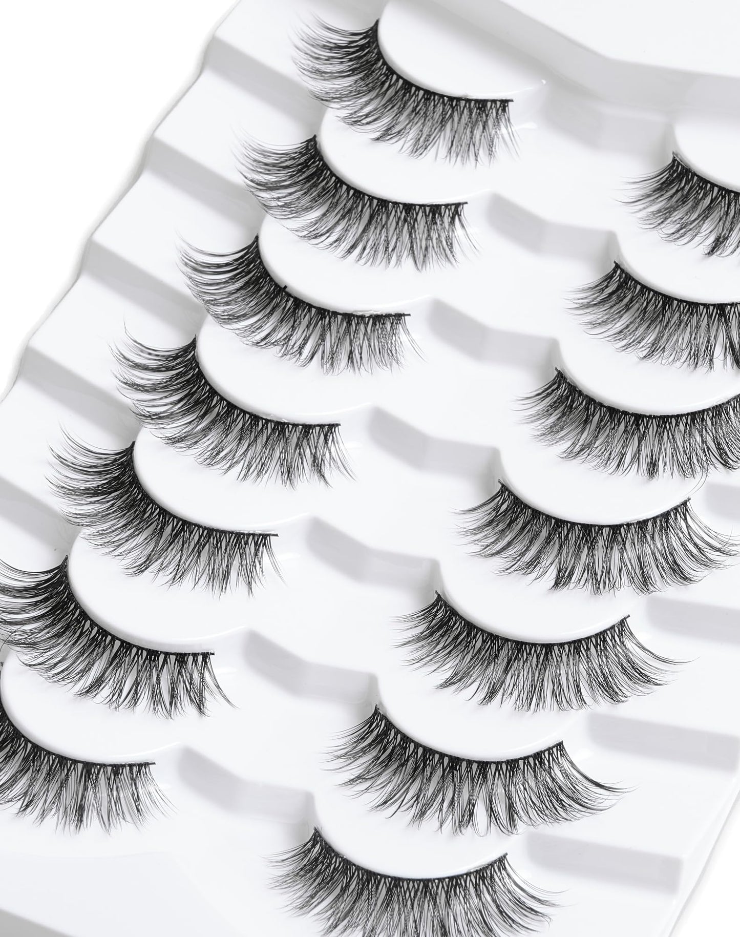 Onlyall Natural Lashes Wispy Lashes Natural Look False Eyelashes Natural Flared Eyelashes False Eye Lashes Soft Fluffy Lashes 7 Pairs D6 Volume-13mm