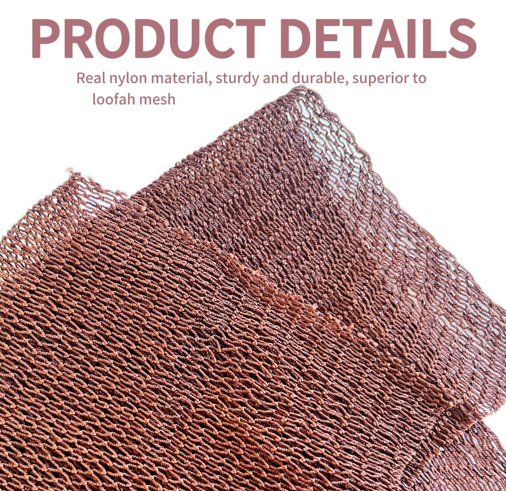 SPMKTBOZAI African Net Sponge Authentic, African Exfoliating Sponge Real African Net Black Owned, African Bath Sponge Back Scrubber, Body Exfoliator Shower Bath Accessories (Brown)