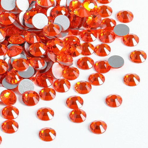 Beadsland 2880pcs Flat Back Crystal Rhinestones Round Gems for Nail Art and Craft Glue Fix, Orange,SS16,3.8-4.0mm