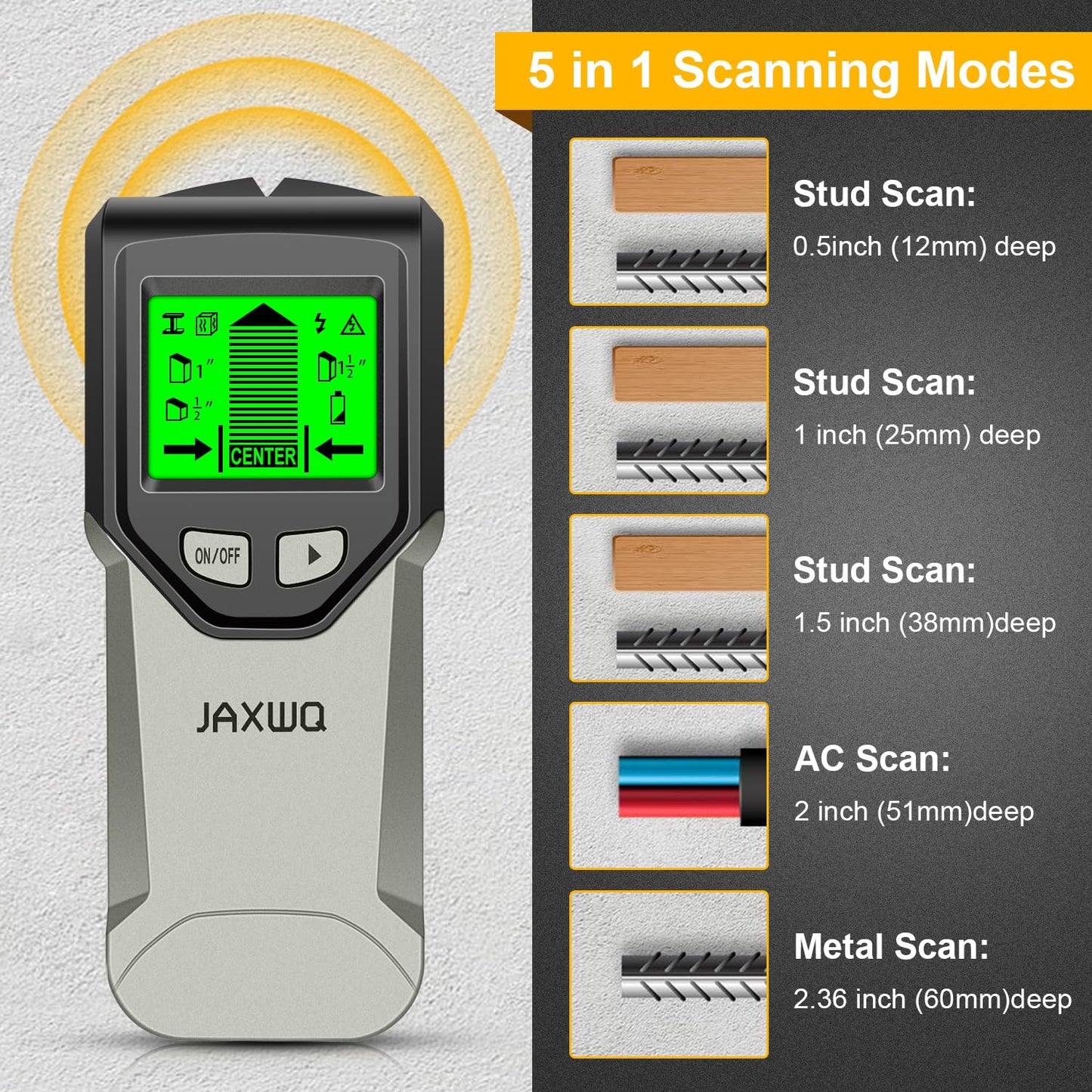 Stud Finder Wall Scanner - 5 in 1 Stud Finder Tool w/Smart Chip and HD LCD Display, Stud Detector Beam Finders for the Center and Edge of Wood AC Wire Metal Studs Joist Pipe (‎Dark Aqua)