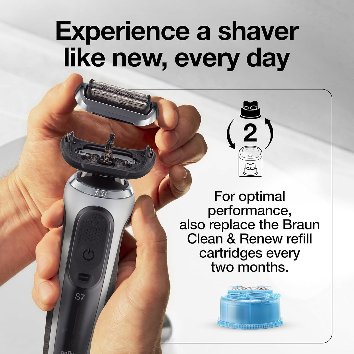 Braun Series 7 Electric Shaver Replacement Head - Compatible with 7020s, 7025s, 7085cc | Pack of 2