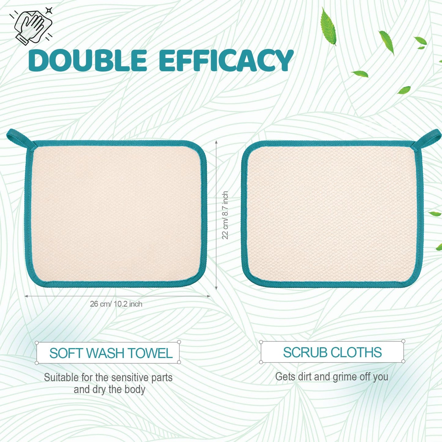 Tatuo 5 Pcs Exfoliating Face and Body Wash Cloths Towel Weave Bath Exfoliating Scrub Massage Bath Cloth for Women and Men, 10.63 x 9.05 Inch(Black Green Orange Blue Yellow Edge)