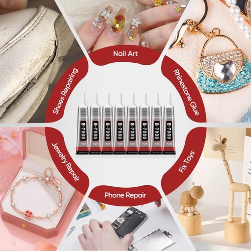 15 PCS 15ml B7000 Glue Clear with Precision Tip, Bedazzling Glue, Super Glues, Rhinestone Glue for Nail, Craft Glues, Jewelry Making, Nail Art, DIY, Makeup, Shoes