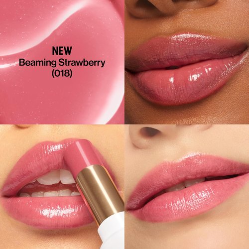 Revlon Super Lustrous Glass Shine Balm - Hydrating Tinted Lip Balm with Hyaluronic Acid & Aloe | Medium Pink 0.11 oz