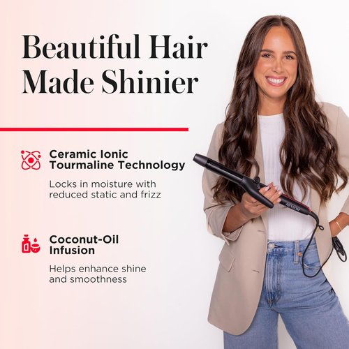 REVLON Smoothstay 1 Inch Curling Iron - Coconut Oil Infused for Enhanced Shine & Reduced Frizz