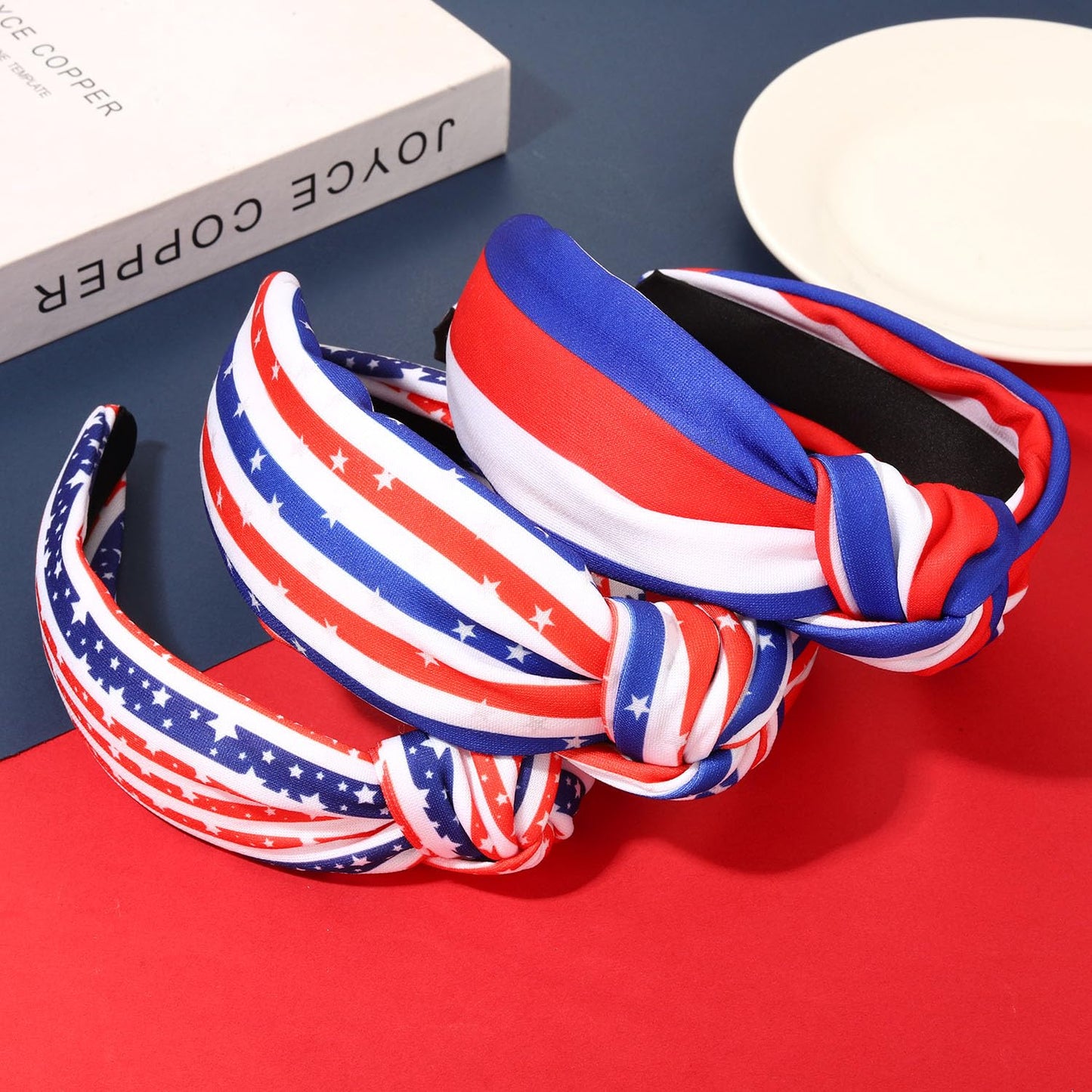 JERTOCLE 4th of July Knotted Headband for Women Patriotic Stars Flag USA Stripe Headbands American Flag Red White Blue Hairband Independence Day Hair Accessories Gifts