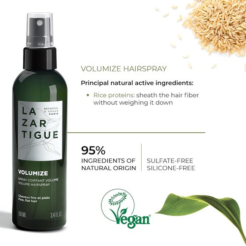 Lazartigue Volumize Hairspray - Strengthening Hair Spray for Fine & Thin Hair | Vegan & Sulfate-Free, 3.4 Fl. Oz.