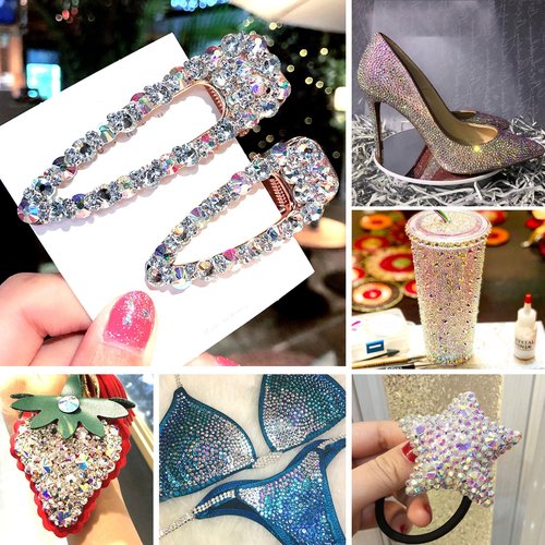 Meibite Hotfix Rhinestones Bulk 14400PCS SS10 (2.7-2.9mm), Gold Glass Rhinestones for Clothes, Tumblers, Shoes DIY, Heat Transfer Flatback Gems for Crafts & Decoration
