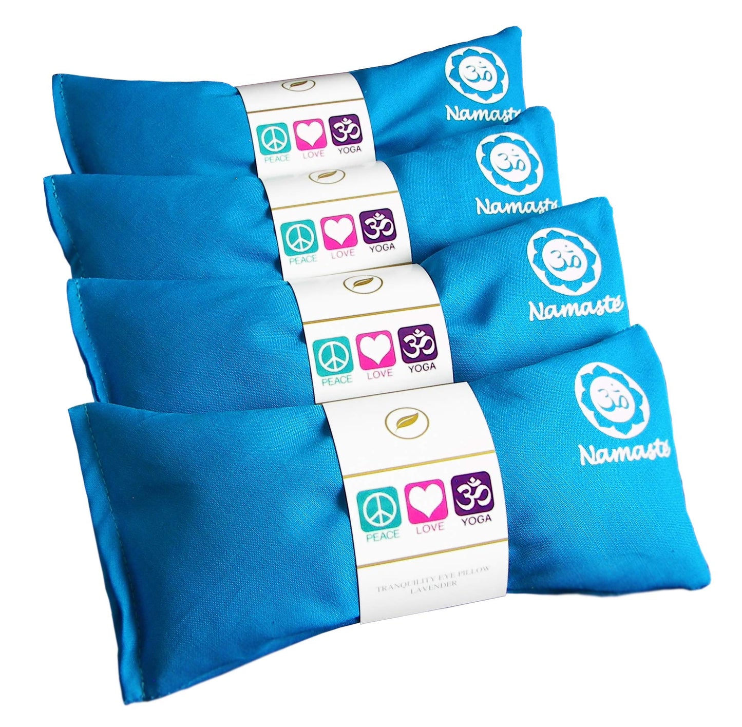 Happy Wraps Lavender Eye Pillows - Yoga Eye Pillows Namaste Hot Cold Aromatherapy for Stress, Meditation, Spa, Relaxation Gifts - Made in USA Set of 4 - Turquoise Cotton