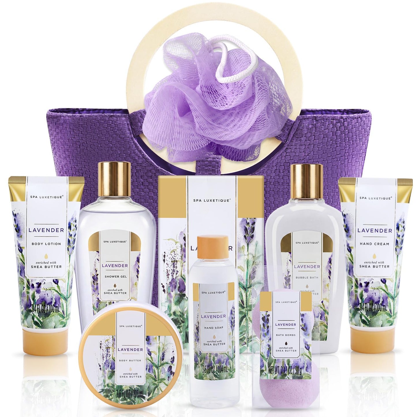 Spa Luxetique Lavender Bath and Body Gift Basket - 10-Piece Relaxing Spa Set for Women | Perfect Birthday & Mother's Day Gift