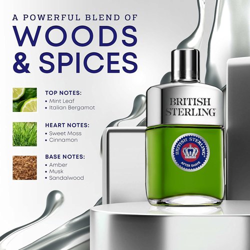 British Sterling Aftershave for Men - Classic Scent | 3.8 Oz Bottle