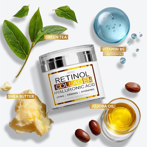 Regine Switzerland Retinol Cream - Anti-Aging Facial Moisturizer with Collagen & Hyaluronic Acid | Day & Night Use for Firm, Youthful Skin