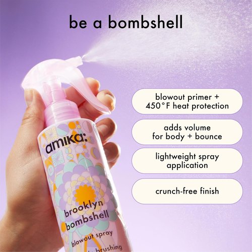 Amika Brooklyn Bombshell Blowout Spray - Volumizing Hair Mist for Effortless Style 8 oz