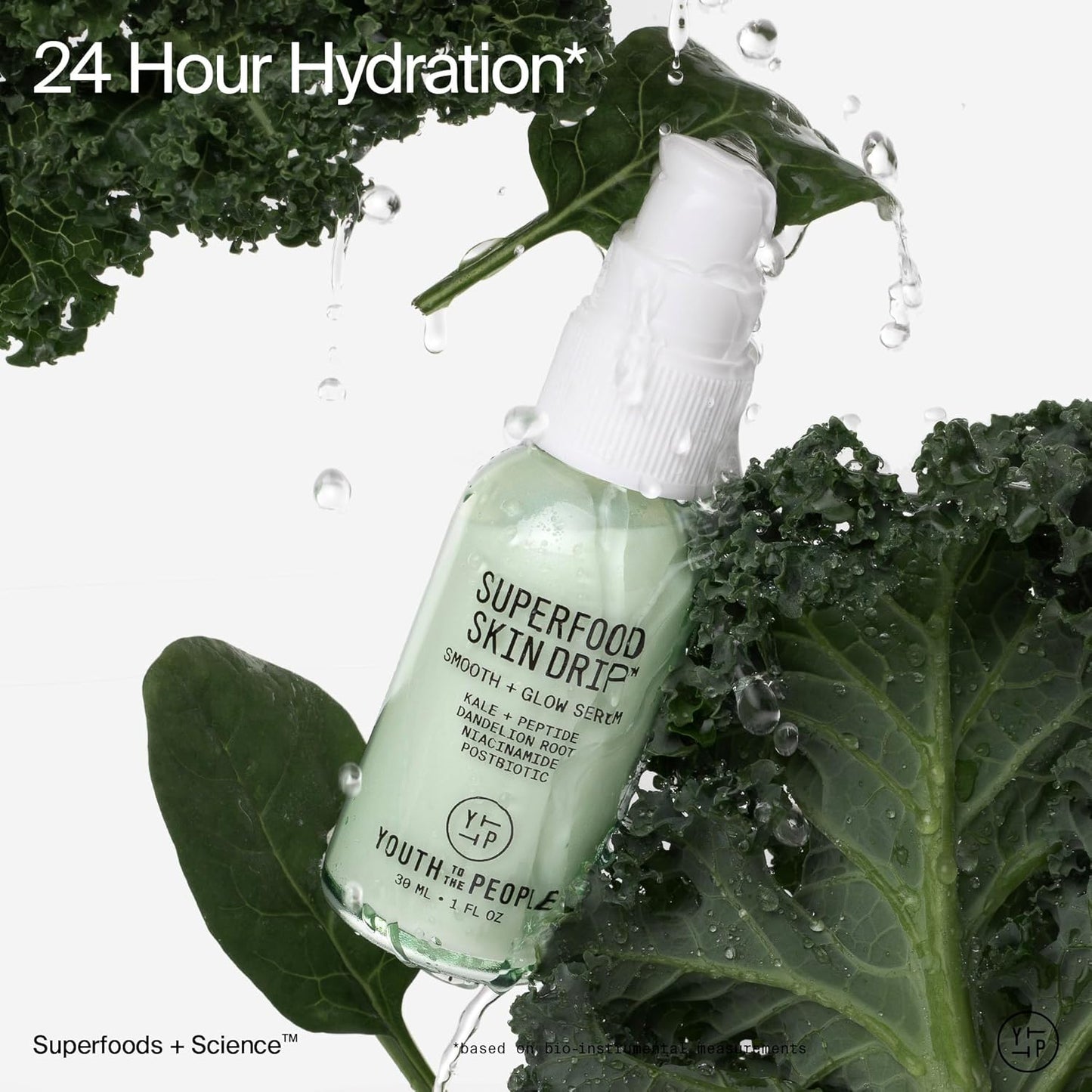Youth To The People Superfood Skin Drip Face Serum - Strengthens Skin Barrier & Evens Tone | 1 fl oz, Vegan, 5% Niacinamide, Kale, Peptides, Ceramides