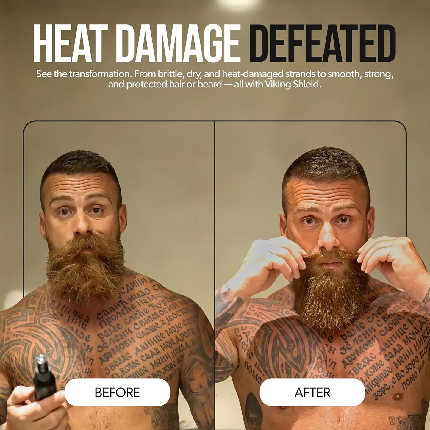 Viking Shield Beard Spray - Heat Protectant for Men | Argan Oil Thermal Protector - 4 Fl Oz, Protects Up to 450º F