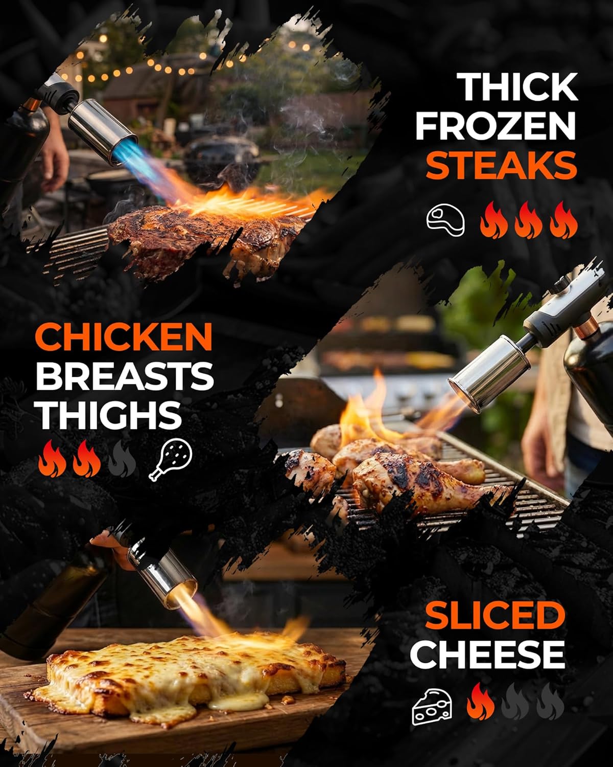 Skiennix Propane Torch Head - Culinary Blow Torch with Instant Heat Button & Safety Lock | Adjustable Flame for BBQ & Kitchen Use