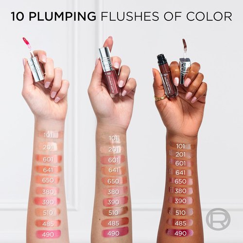 L'Oreal Paris Plump Ambition Hyaluron Lip Oil - 24 HR Volumizing Gloss with Hyaluronic Acid | Cherry Cherie 390, 0.16 Fl Oz
