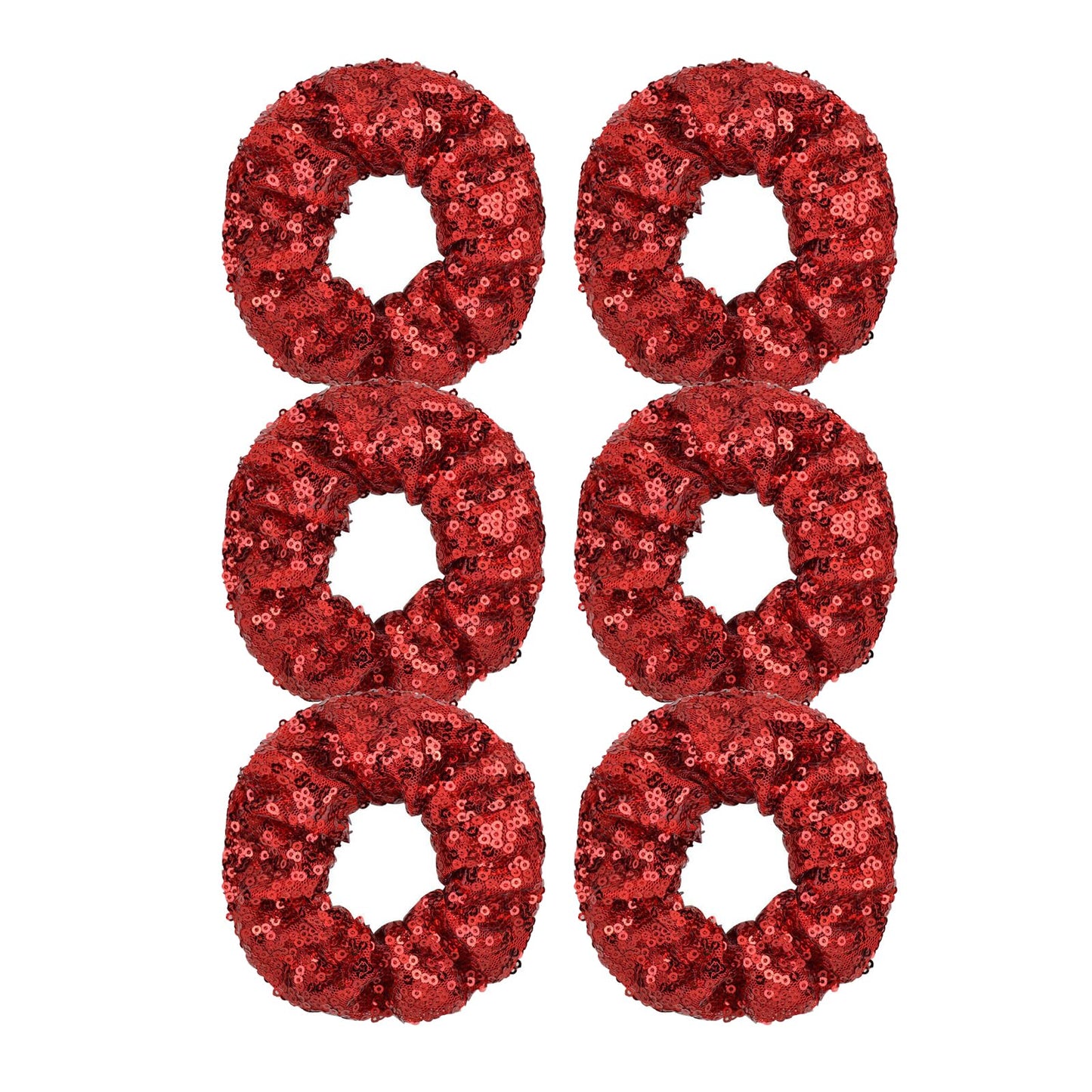 Yuese 6 Pieces Sparkly Sequins Hair Scrunchies Elastics Hair Bands Ponytail Holders Hair Wrist Ties Ropes Scrunchies for Show Gym Dance Party Club Girls Women Hair Accessories （Red1）