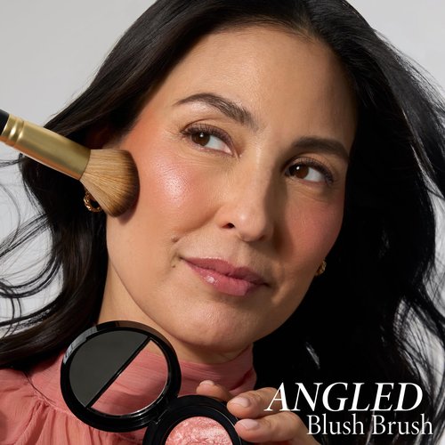 LAURA GELLER NEW YORK Angled Blush Brush with Black Wooden Handle & Dense Bristles for Makeup Application