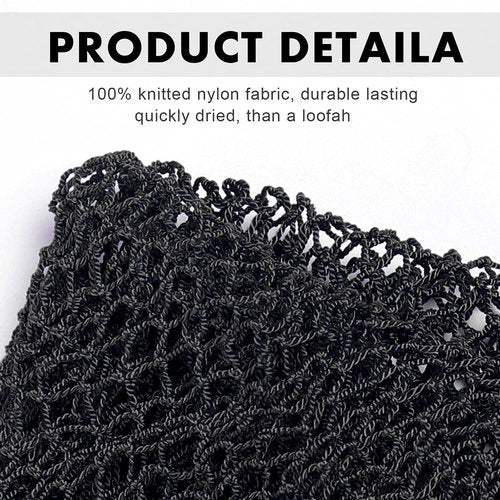 African Net Long Bath Net Sponge,JASSINS African Bathing Sponge,Body Exfoliating Long Net Shower Body Scrubber Back Scrubber Skin Smoother,Stretch Length to 66 INCH (Black and Pink)